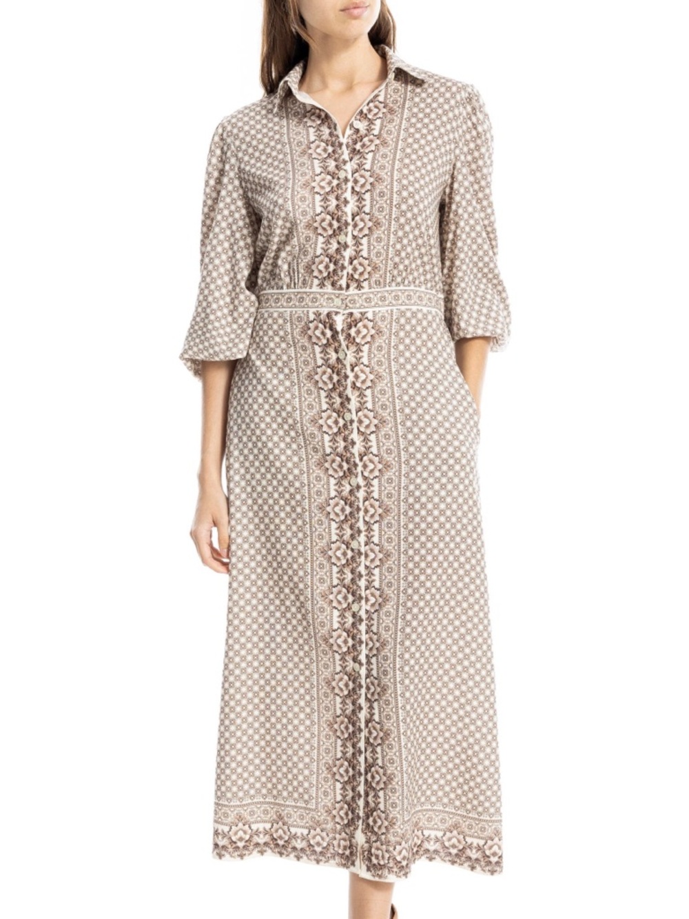 NWT MAX STUDIO LONDON EMBROIDERED SHIRT DRESS BOHO FOLK STYLE